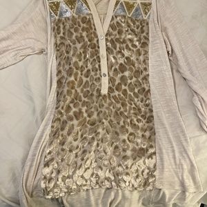 Leopard print  sparkle top from anthropologie